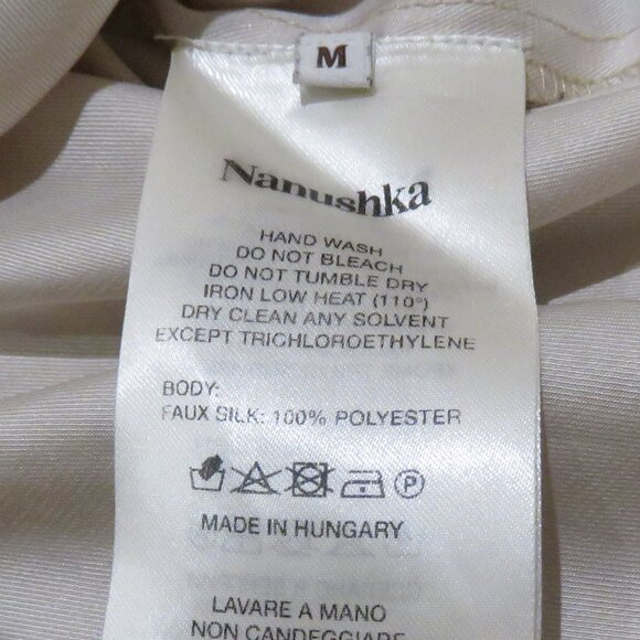 NANUSHKA Mandine Satin Shirt Watercolor Neutral Medium Minimalist Old Money - Picture 14 of 16